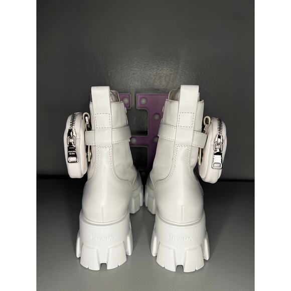 PRADA
Monolith Leather & Nylon Lug-Sole Combat Boots Sz 37.5 - Picture 11 of 12